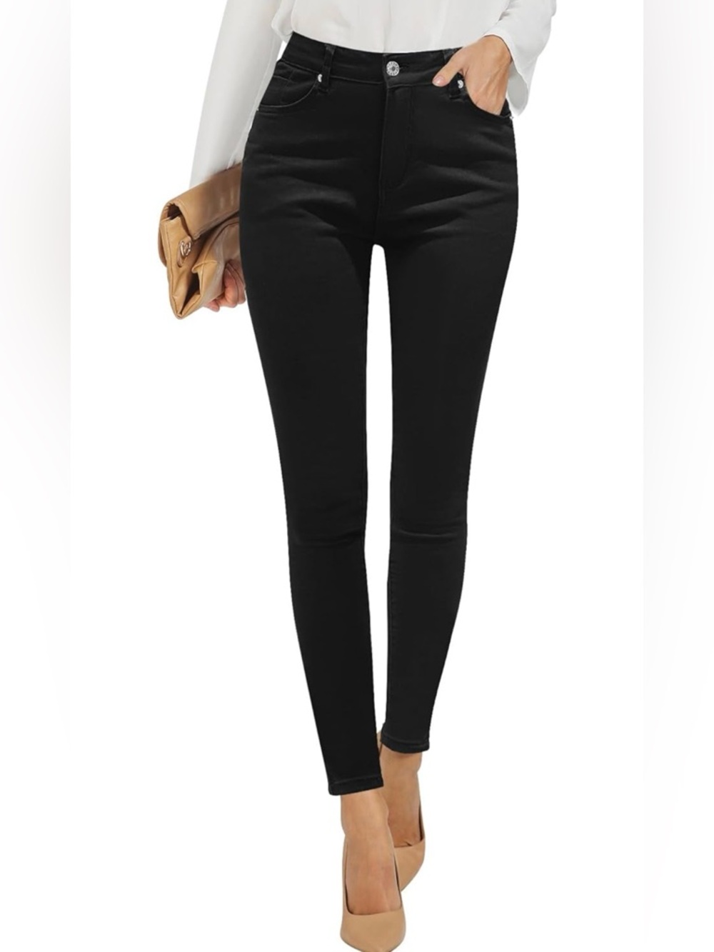 High-Waist Black Skinny Jeans